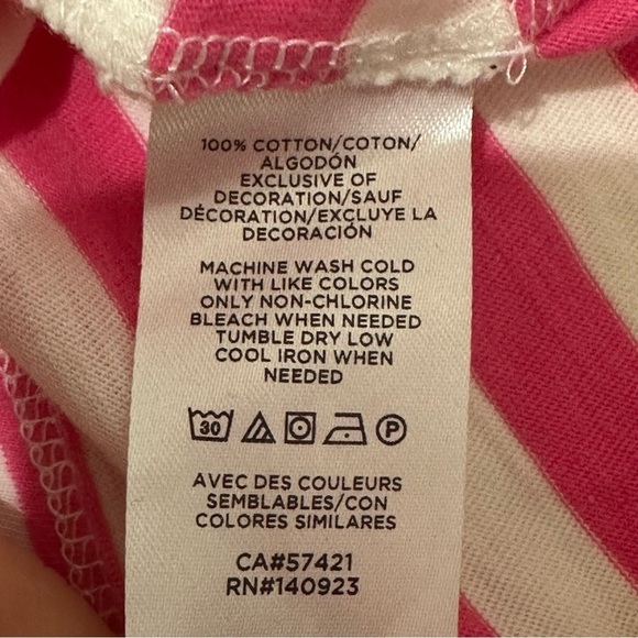 Loft Heart Stripe Long Sleeve Everyday Tee Shirt Pink White - Picture 7 of 7